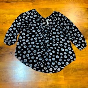 Lauren Conrad light weight black flower pattern long sleeve